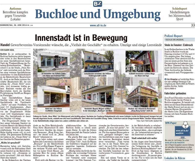 Buchloer Zeitung - Artikel über die Innenstadt Buchloe
